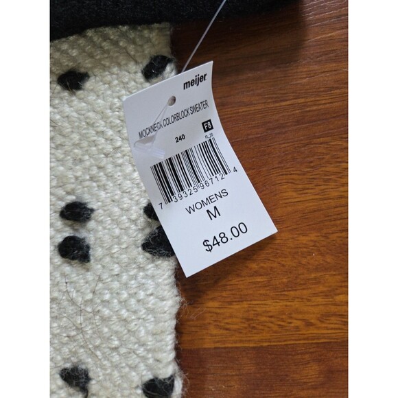 NWT Women's Medium Grace + Karma Color Block Maroon Cream Sweater Soft Fuzzy - Picture 7 of 9